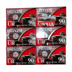 Lot of 6 Maxell UR 90 Minute Blank Audio Cassette